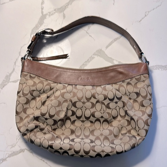 Genuine COACH Brown Leather Satchel Hobo Bag - Picture 1 of 5